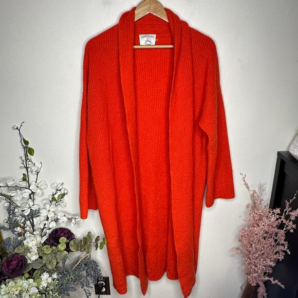 DEMYLEE x J.CREW Long Open Front Cardigan Sweater Wool Orange Sz M $248 {205} - Picture 3 of 6
